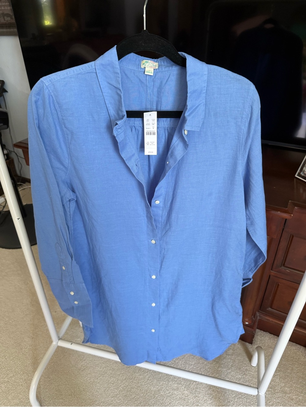J. Crew Light Blue Linen Button-Down Shirt